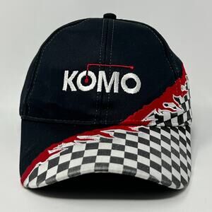 Vintage 90s Komo Machine Inc Hat Baseball Cap Machinist 6 Panel Strapback Black